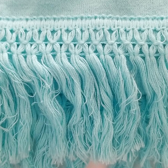 Sail to Sable Fringed Knit Top, Aqua/ Turquoise XS - Picture 5 of 5